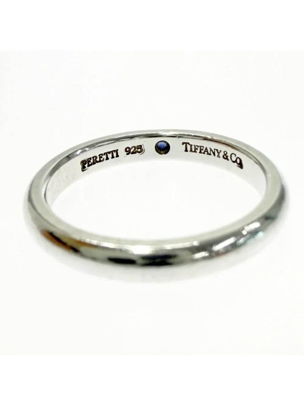 Tiffany & Co Silver Stacking Band Ring Blue